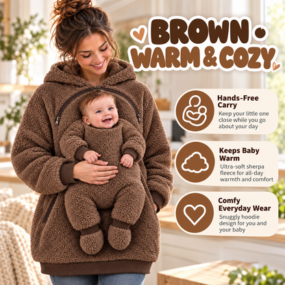🧸 Sherpa Babywearing Hoodie – Cozy Hands-Free Snuggle Jacket with Built-In Support Seat, Warm Baby