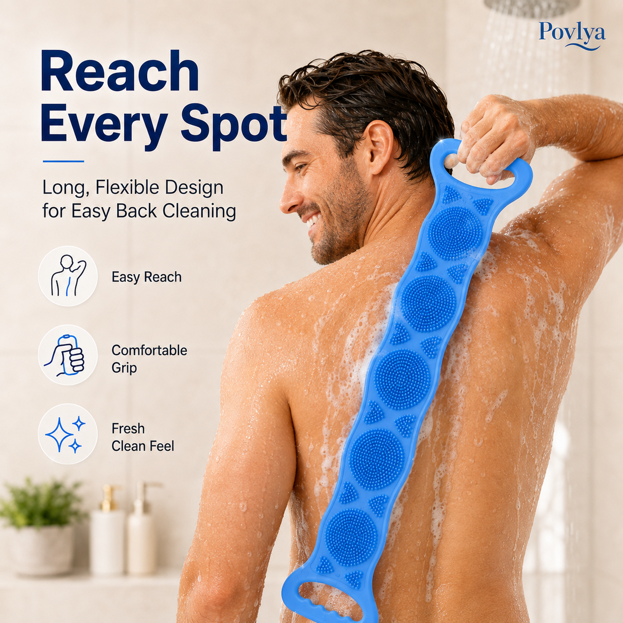 🙌 50% OFF 4-Pack Long Back Washing Straps with Double-Sided Body Care Design 🛁