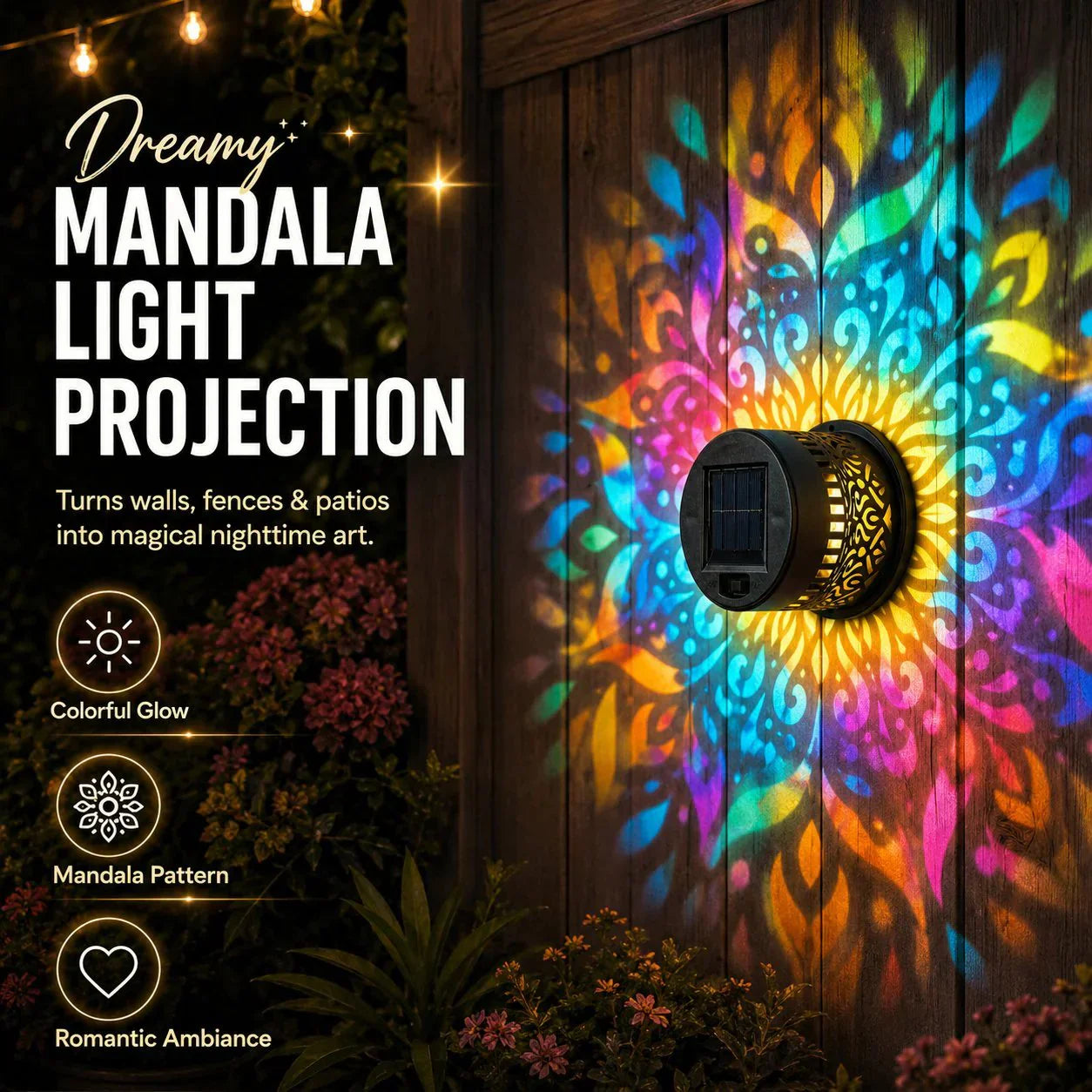 💡💓Surprise Price: Only $15.99!!🔥Solar-Powered Mandala Projector Light🎁🏠