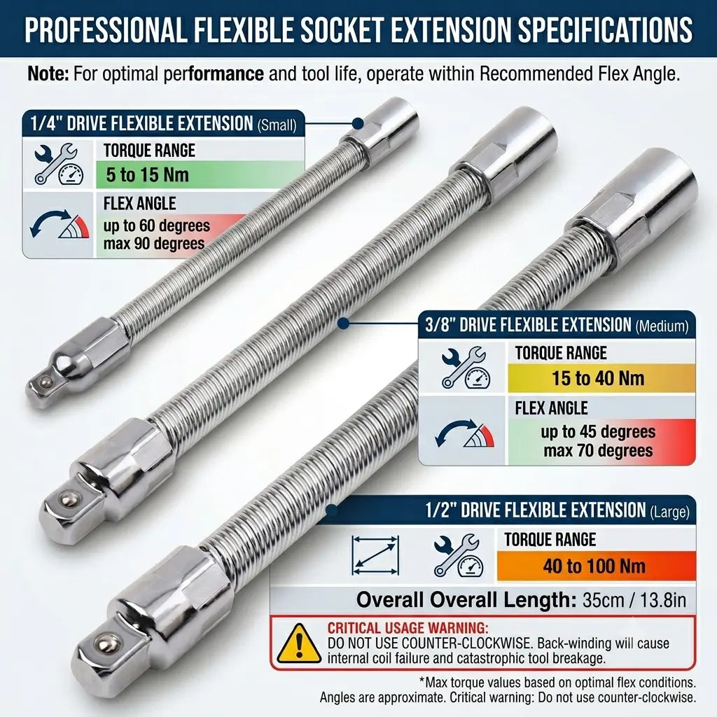 🔧👨‍🔧Flexible Socket Extension Rod, Bendable Wrench Extender for Auto Mechanics
