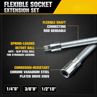 🔧👨‍🔧Flexible Socket Extension Rod, Bendable Wrench Extender for Auto Mechanics