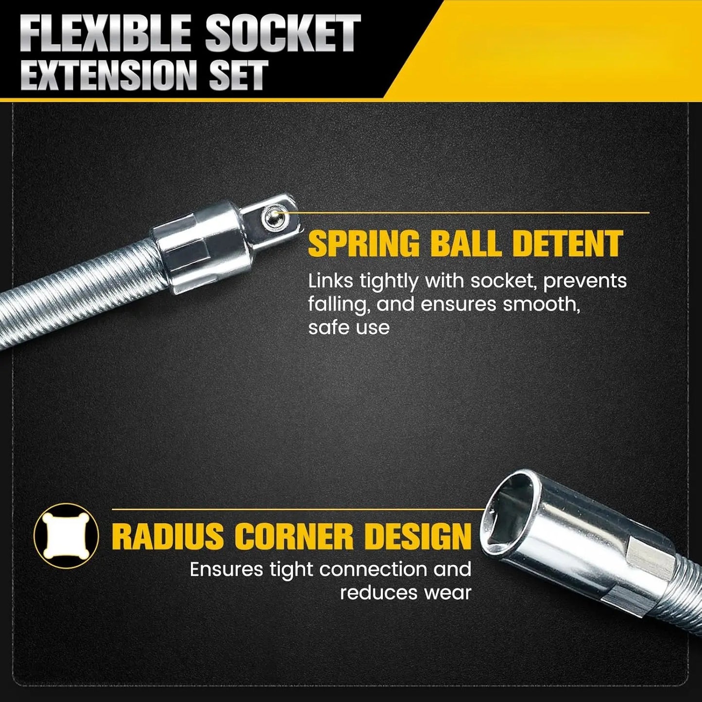 🔧👨‍🔧Flexible Socket Extension Rod, Bendable Wrench Extender for Auto Mechanics