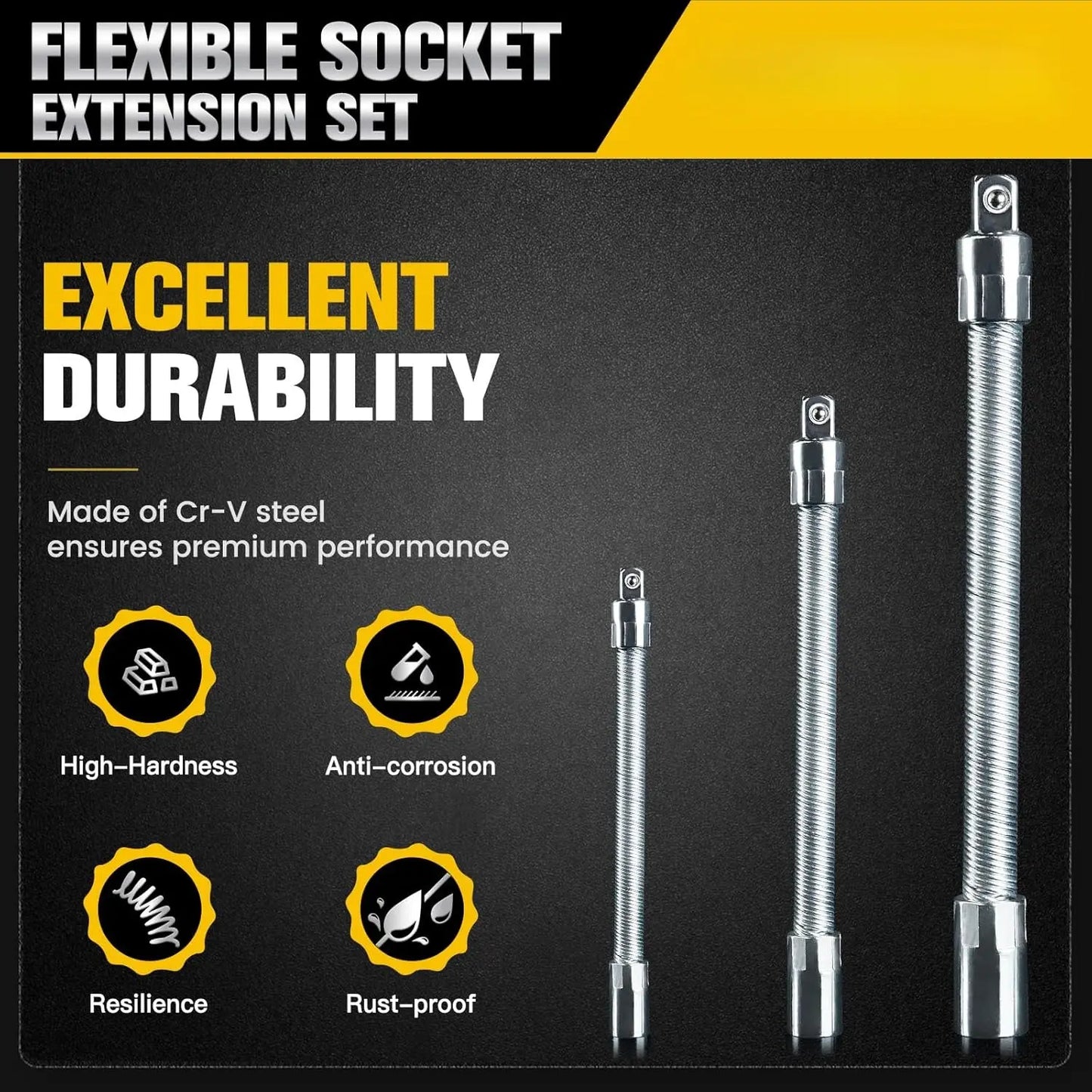 🔧👨‍🔧Flexible Socket Extension Rod, Bendable Wrench Extender for Auto Mechanics