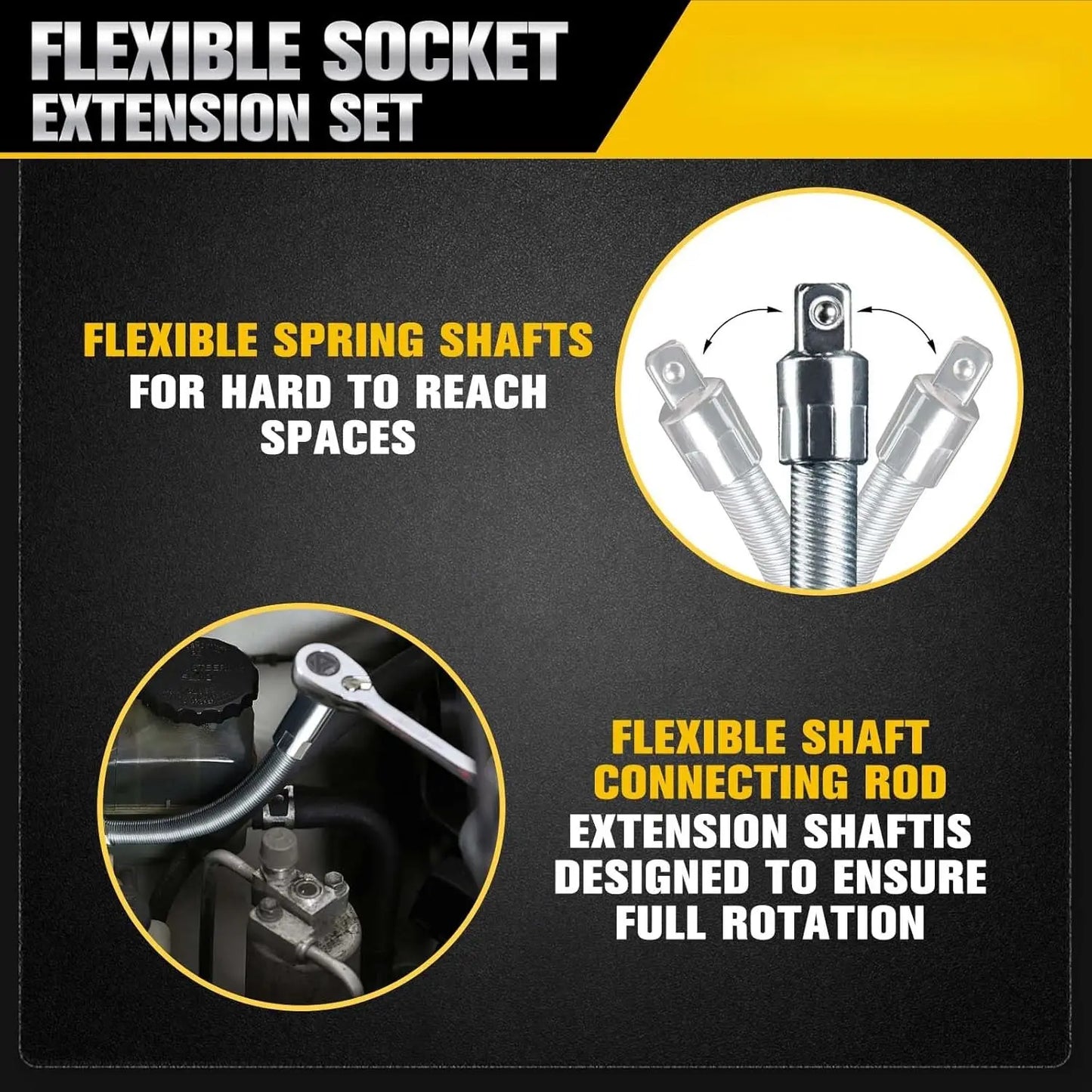 🔧👨‍🔧Flexible Socket Extension Rod, Bendable Wrench Extender for Auto Mechanics