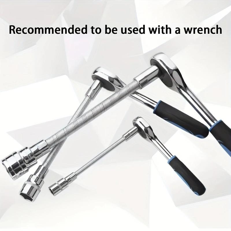 🔧👨‍🔧Flexible Socket Extension Rod, Bendable Wrench Extender for Auto Mechanics
