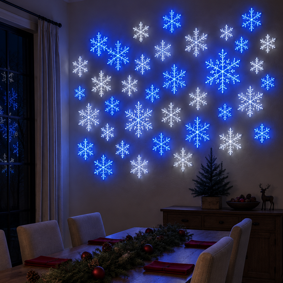 ❄️LED Snowflake Wall Light Set – Magical Winter Wall Decor