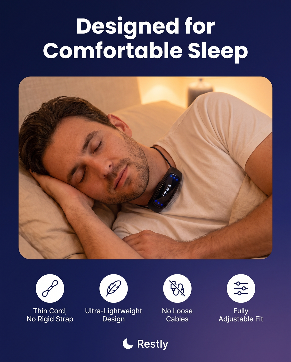 Smart Snore-Response Sleep Device – Gentle Vibration Night Support