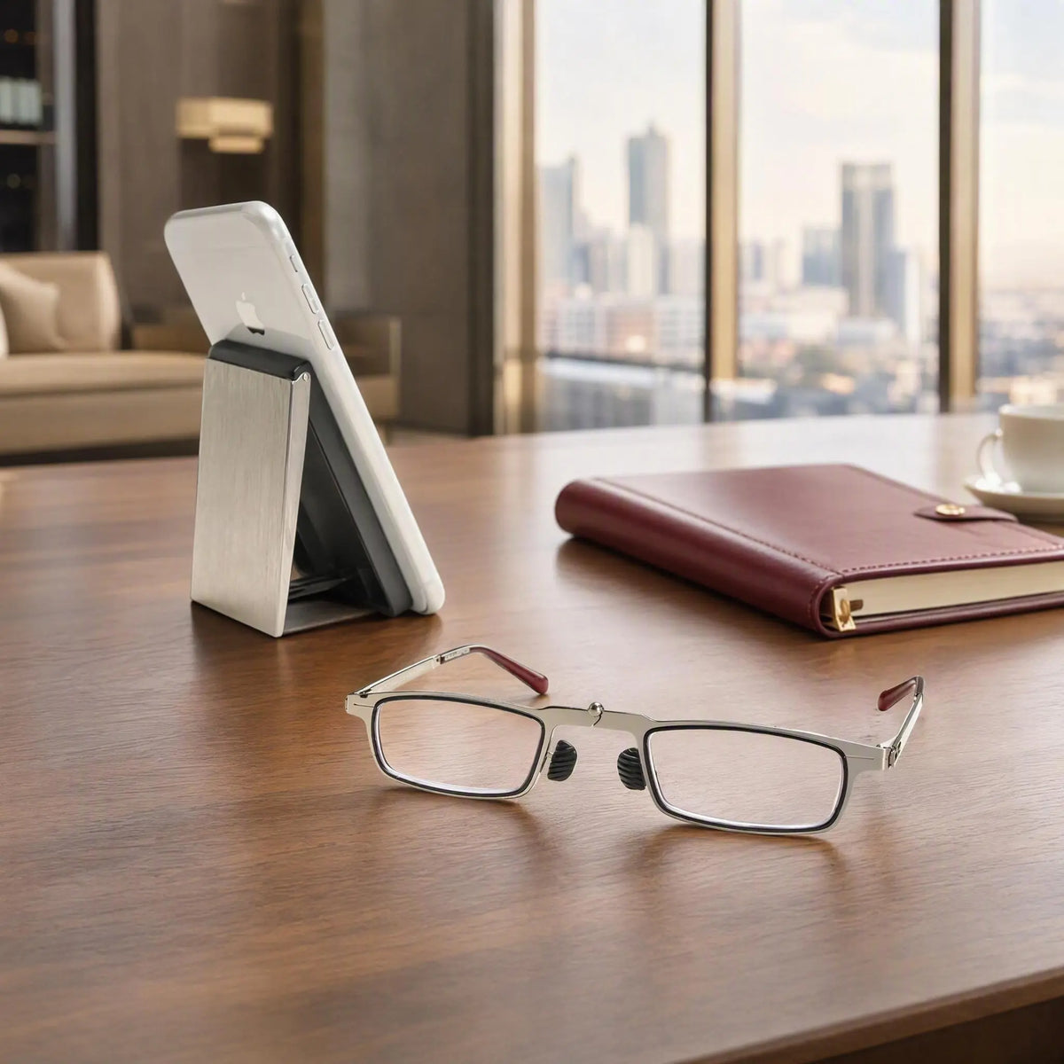 Ultra-Slim Foldable Reading Glasses – Pocket Readers with Phone-Attachable Metal Case