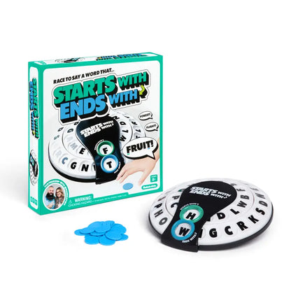 Starts With Ends With Word Game - Family Board Game with Spinner and Tokens