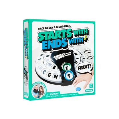 Starts With Ends With Word Game - Family Board Game with Spinner and Tokens