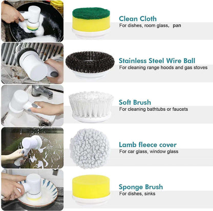Electric Spin Scrubber — 5-in-1 Cordless Power Cleaner (300 RPM, IPX7 Waterproof)