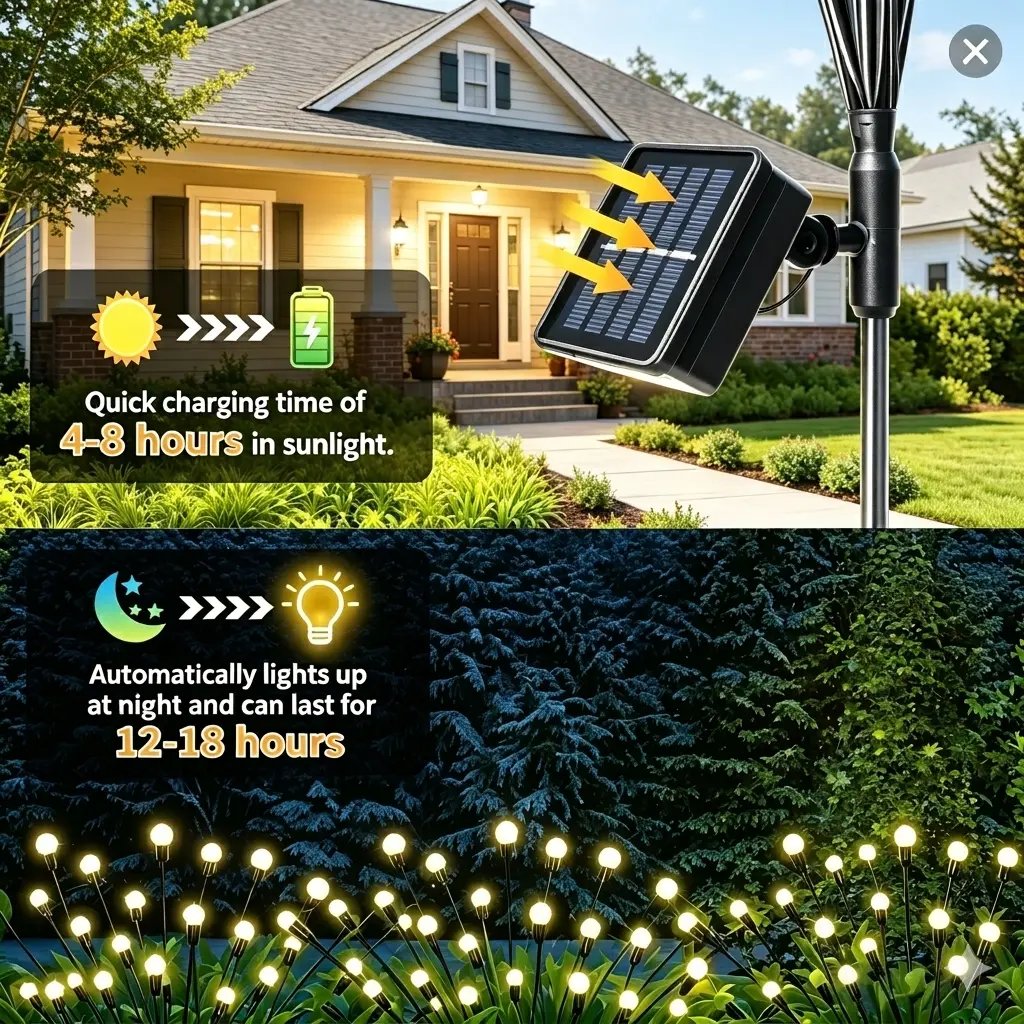 🎃Limited-Time Halloween Sale — 50% OFF-🐝✨8 LED Solar Powered Firefly Light - IPS65 Waterproof