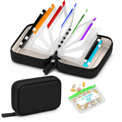 🏆Flash Sale⚡Waterproof Pill Organizer Pouch Set – 14 Removable, Color-Coded Bags, Easy to Label & Refill🔥
