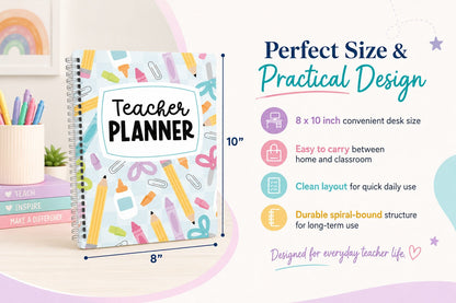🍎 Undated Teacher Planner 2026–2027 | Weekly & Monthly Classroom Organizer for Lesson Planning, Scheduling & Teacher Productivity