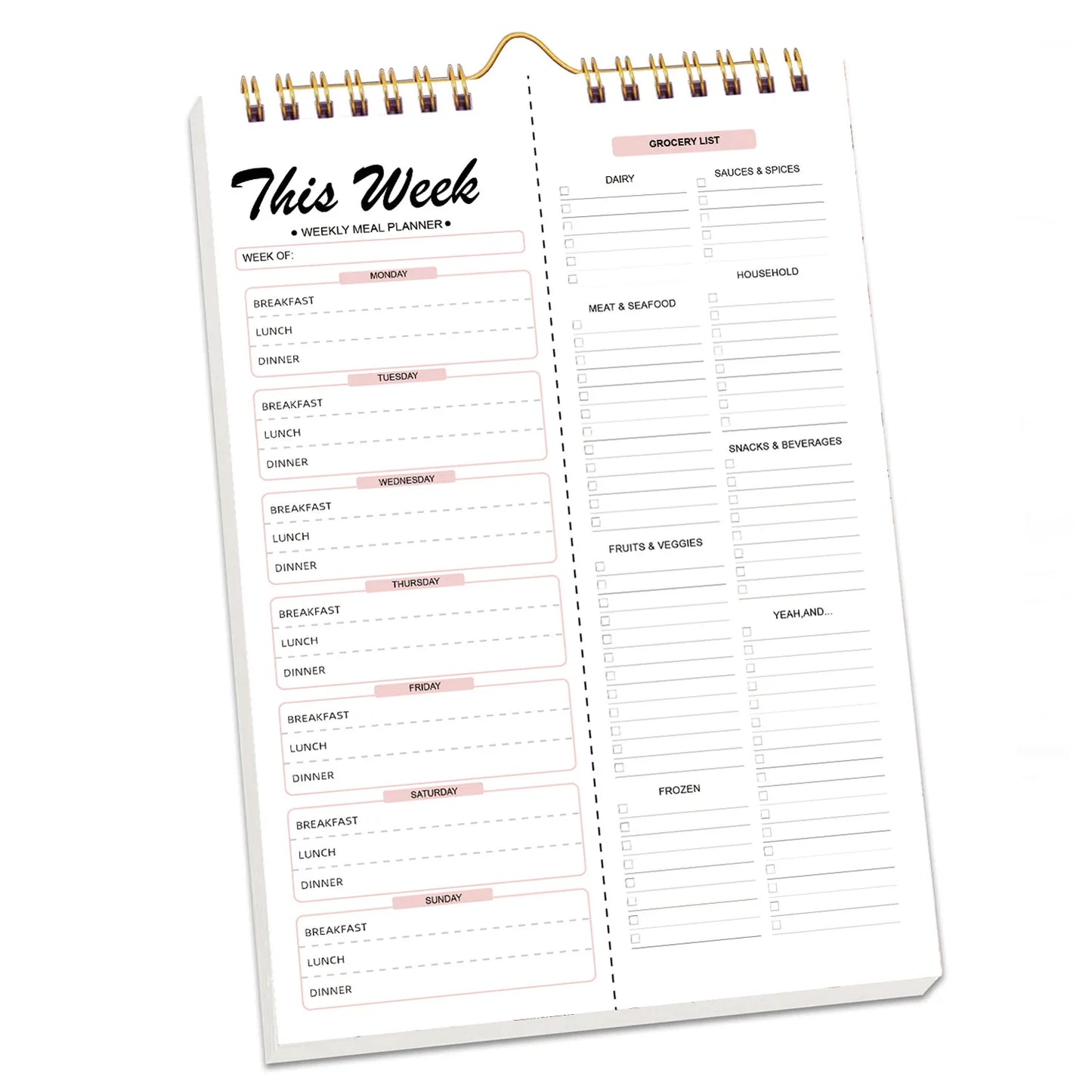 Handmade Bound Weekly Detachable Diet Plan Sheet
