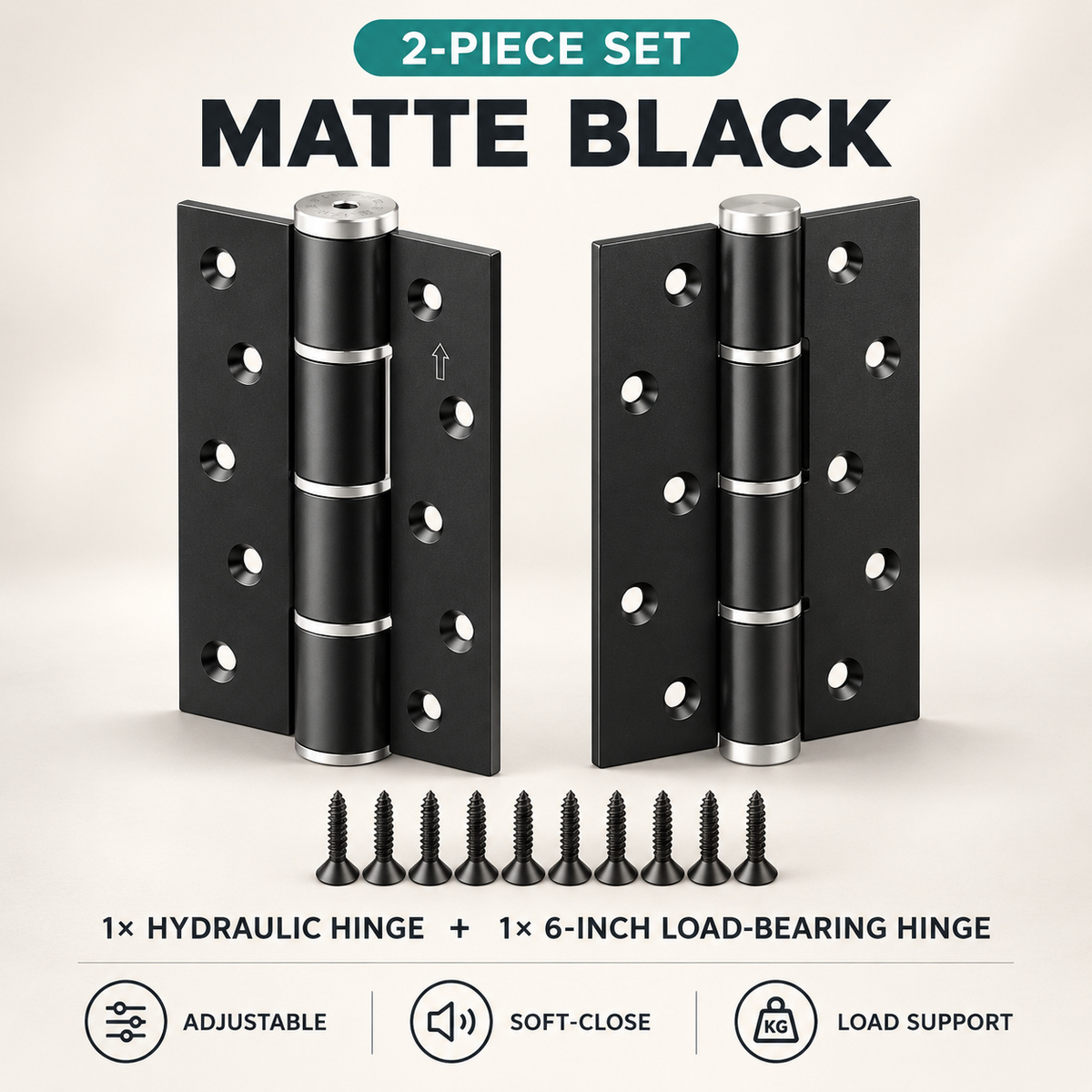 Hydraulic Self-Closing Door Hinge Set – Adjustable Soft Close & 90° Hold-Open