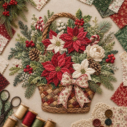 🔥HOT SALE 69% OFF - 🌸Floral Basket Patchwork DIY Kit | 3D Layered Fabric Flower Art Craft for Home Decor & Gifts