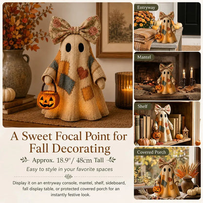 🍂👻 Lighted Vintage Patchwork Ghost