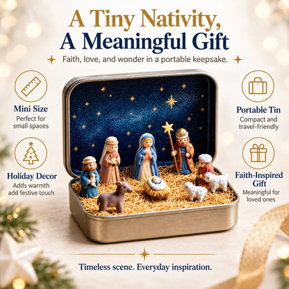 🔥Last Day 50% OFF - ✝️ Religious Pocket-Size Mini Nativity Scene Set with Storage Box