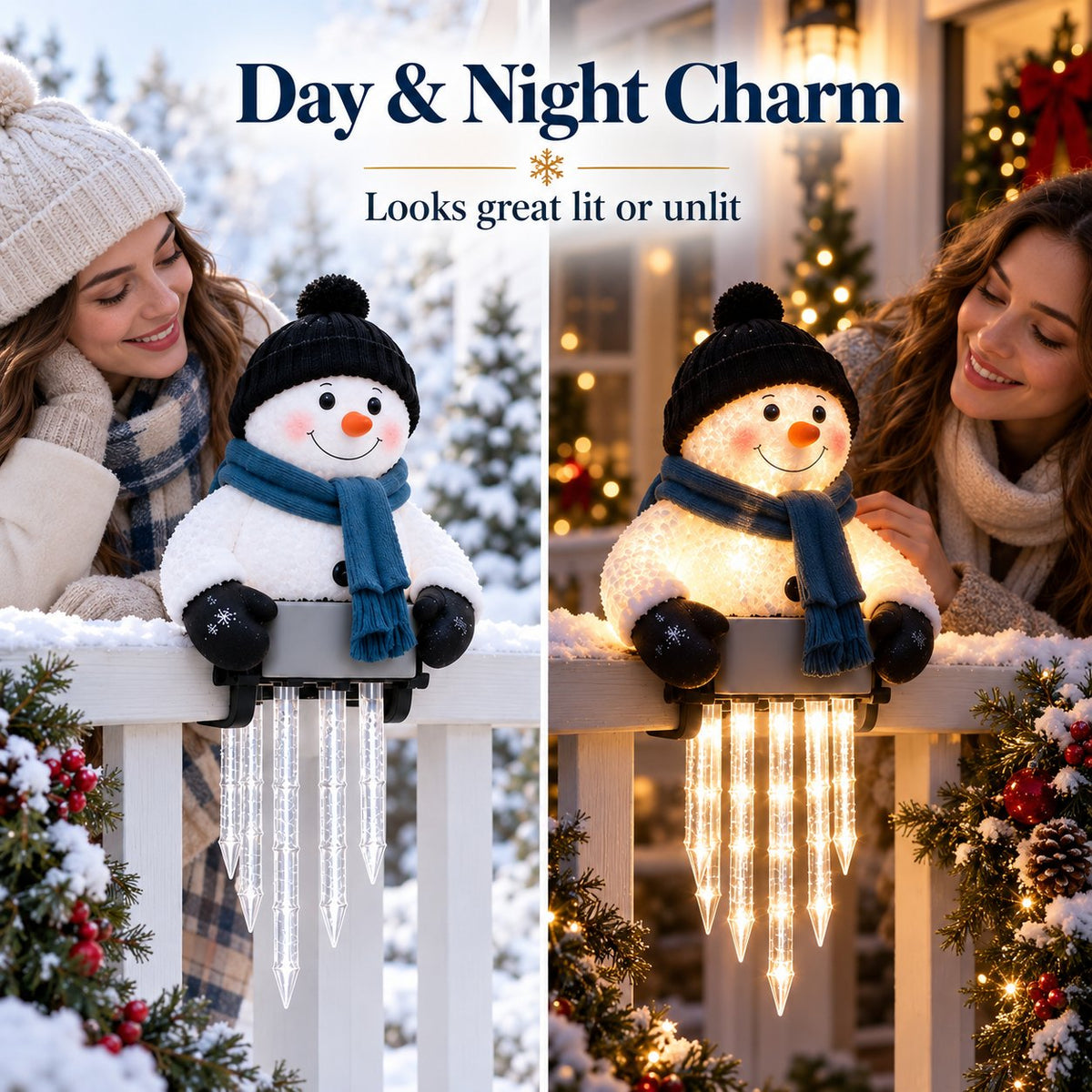 ⛄Snowman Icicle Porch Light