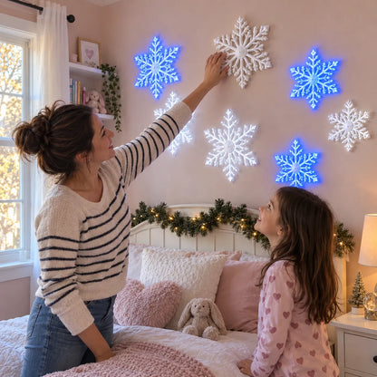 ⏳ Last Day 49% OFF – ❄️ LED Snowflake Wall Lights | 3D Christmas Snowflake Décor with Blue & White Glow, Remote Control & Magical Indoor Holiday Atmosphere ✨