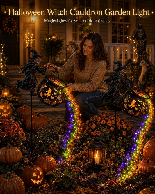 🎃Halloween Witch Cauldron Projection Garden Light – 🧙‍♀️Magical Outdoor Halloween Yard Decoration