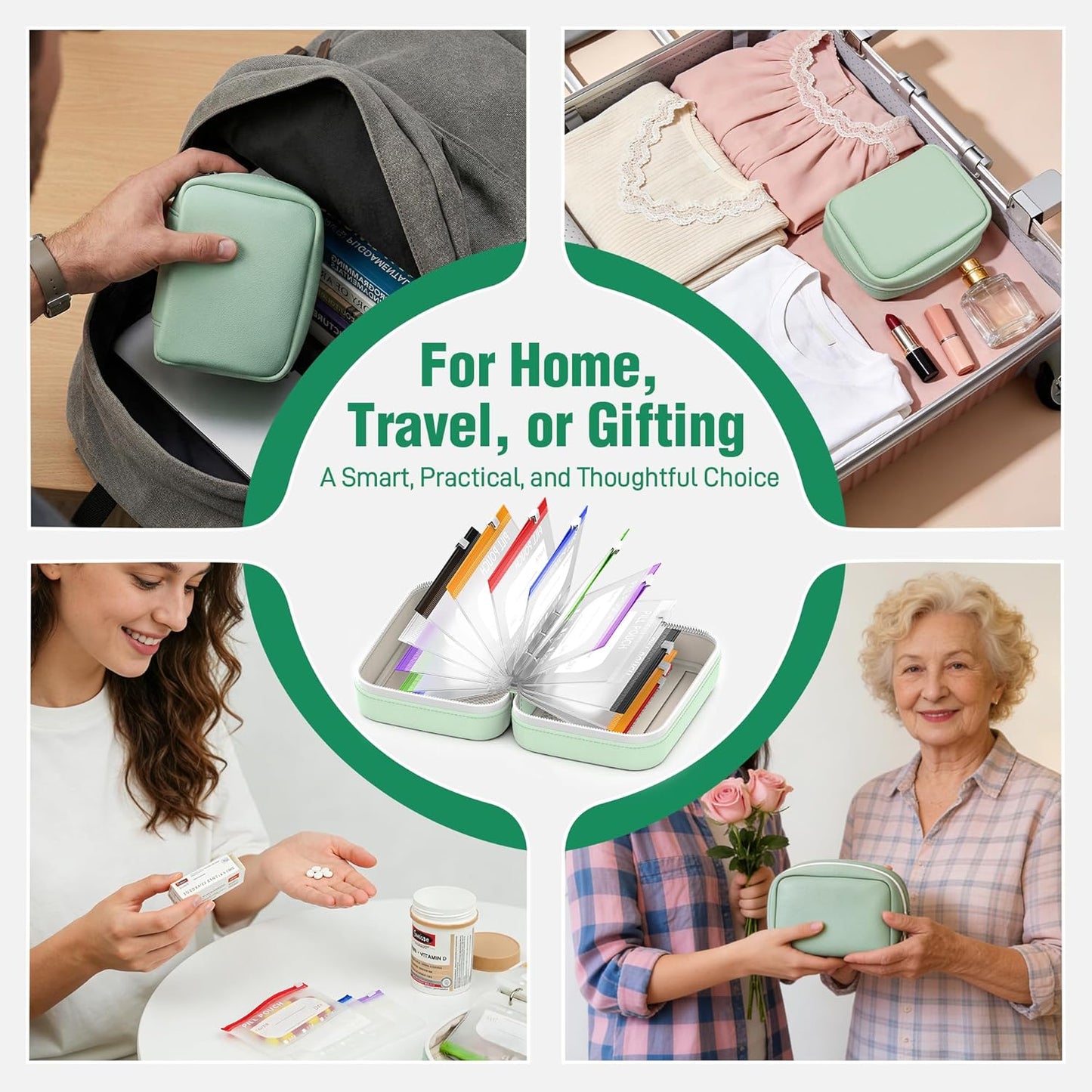🏆Flash Sale⚡Waterproof Pill Organizer Pouch Set – 14 Removable, Color-Coded Bags, Easy to Label & Refill🔥