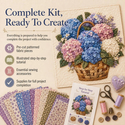 🔥HOT SALE 69% OFF - 🌸Floral Basket Patchwork DIY Kit | 3D Layered Fabric Flower Art Craft for Home Decor & Gifts