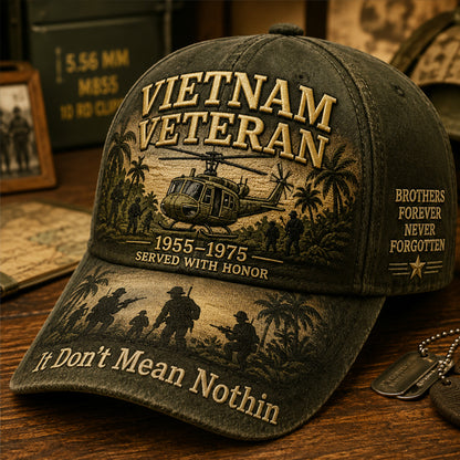 Retro Vietnam Veteran Print Baseball Cap