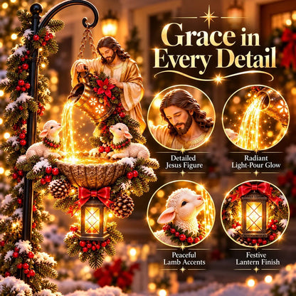 ✝️ Jesus Blessing Lighted Hanging FountainTM – Christian Christmas Garden Decor