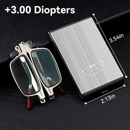 Ultra-Slim Foldable Reading Glasses – Pocket Readers with Phone-Attachable Metal Case