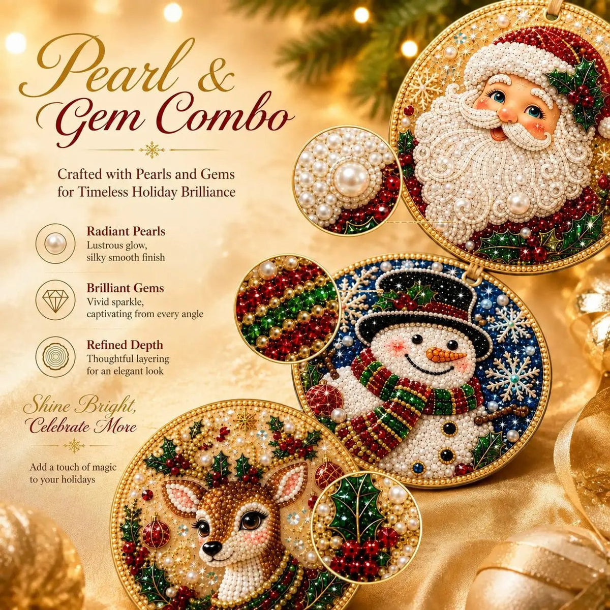 🔥Hot Sale 49% Off🎄Christmas DIY Diamond Painting Ornaments Kit (6-Piece) – Xmas Tree Hanging Craft Decoration