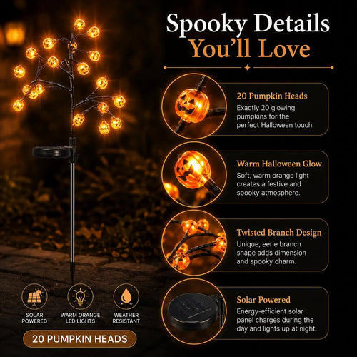 💥 Last Day 49% OFF – 🎃Solar Pumpkin Stake Lights