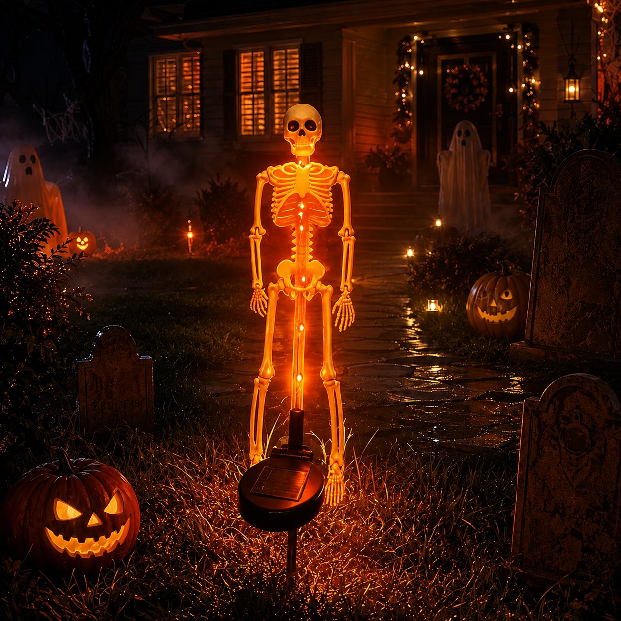 🔥HOT SALE💜💀 Solar Skeleton Yard Stake – Spooky Halloween Outdoor Light Decoration