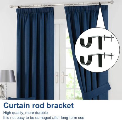 Single Curtain Rod Brackets for Bathroom Kitchen Home Bathroom– No Drill, No Damage – Perfect Curtains Every Time(2 PCS)