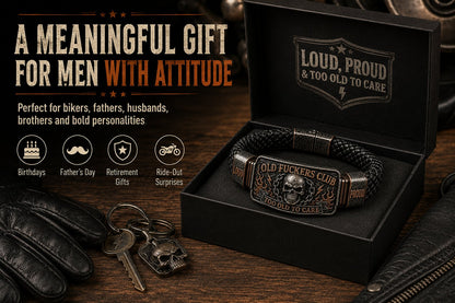 💀 OLD FUCKERS CLUBTM Skull Bracelet – A Badge for Men Who’ve Earned Every Scar & Story