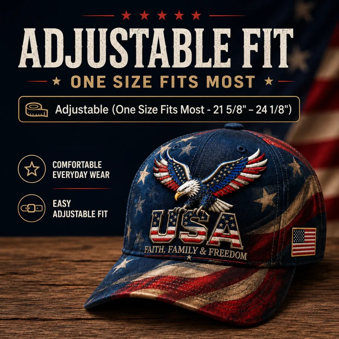 🦅 USA Faith, Family & Freedom Embroidered Vintage Cap | Patriotic Eagle Baseball Hat for Everyday American Pride