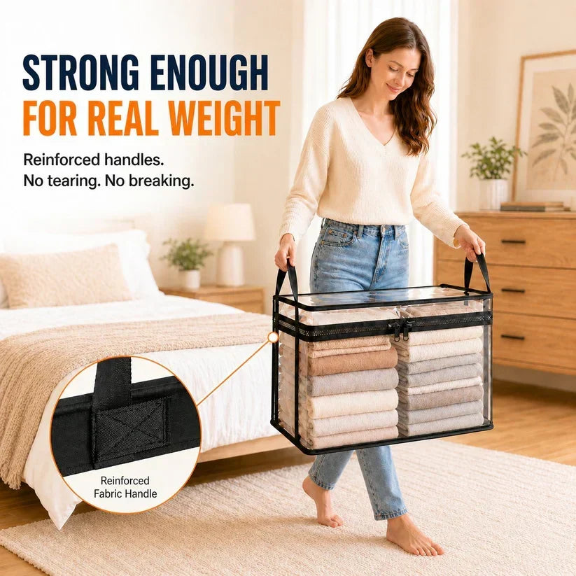🔥Last Day 50% OFF📦Portable Large Heavy-Duty Thick Plastic Clear Storage Box with Hinged Lid | Home, Travel & Camping
