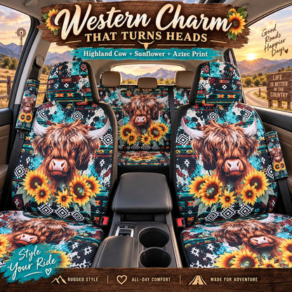 🐂 Highland Cow Western Car Seat Covers