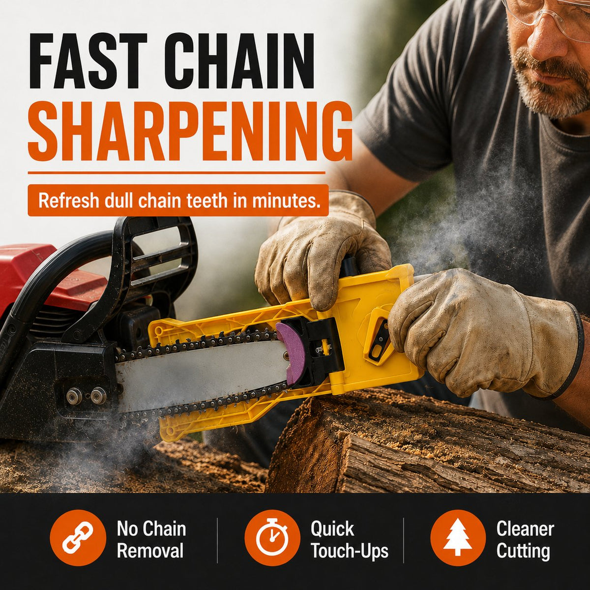 Sharpen Your Chainsaw On-The-Spot – No Removal Needed!
