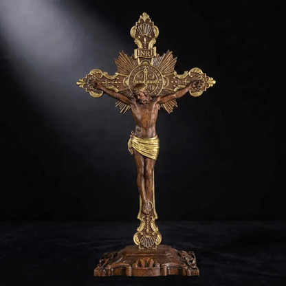 St. Benedict Exorcism Cross wood carved - Bless you and your family