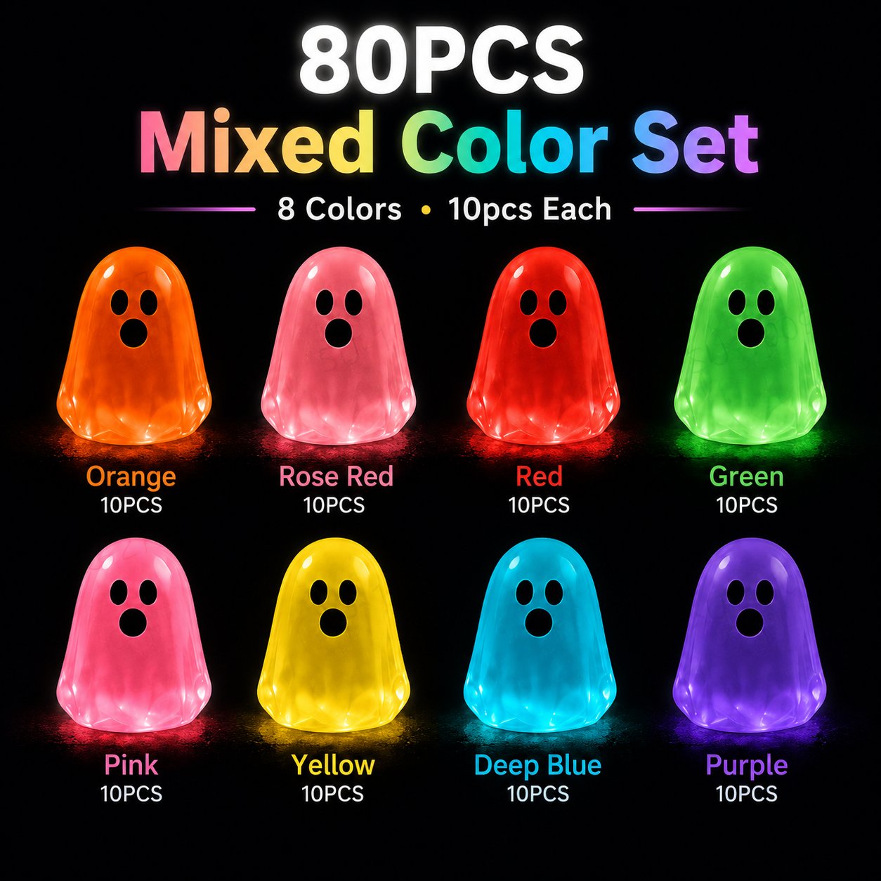 💥 LAST DAY 50% OFF👻 Glow-in-the-Dark Mini Ghosts – 8-Colour Halloween Mix