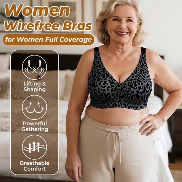 🏆LAST DAY SALE 49% OFF🔥Super Firming Leopard Print Wirefree Bra | Women Wirefree Bras👍No More Sagging Breasts