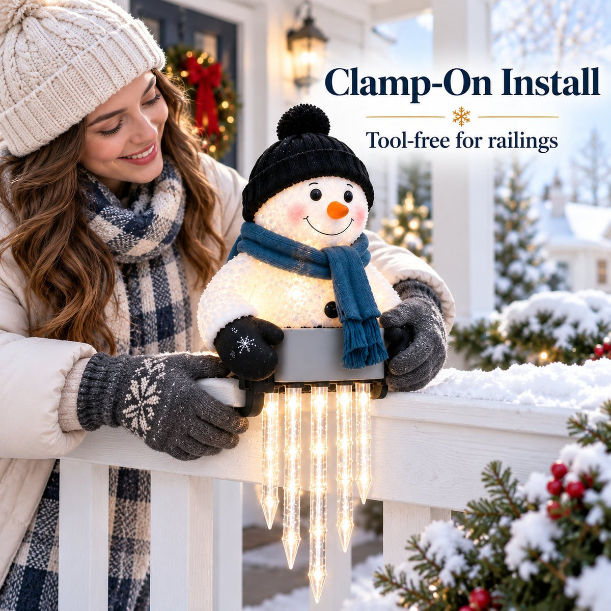 ⛄Snowman Icicle Porch Light
