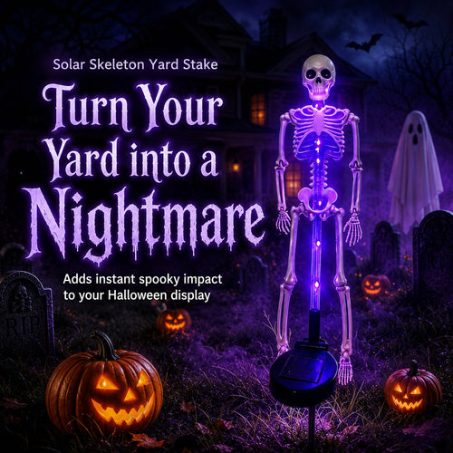 🔥HOT SALE💜💀 Solar Skeleton Yard Stake – Spooky Halloween Outdoor Light Decoration