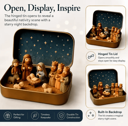 🔥Last Day 50% OFF - ✝️ Religious Pocket-Size Mini Nativity Scene Set with Storage Box