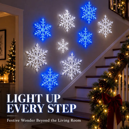 ⏳ Last Day 49% OFF – ❄️ LED Snowflake Wall Lights | 3D Christmas Snowflake Décor with Blue & White Glow, Remote Control & Magical Indoor Holiday Atmosphere ✨