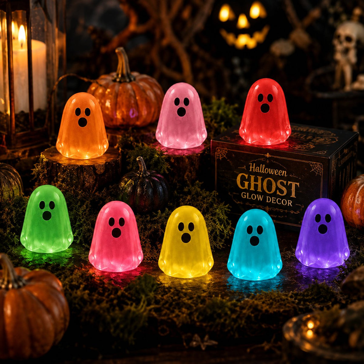 💥 LAST DAY 50% OFF👻 Glow-in-the-Dark Mini Ghosts – 8-Colour Halloween Mix