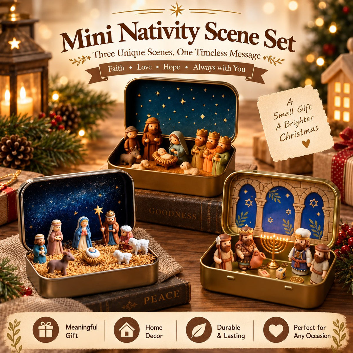 🔥Last Day 50% OFF - ✝️ Religious Pocket-Size Mini Nativity Scene Set with Storage Box