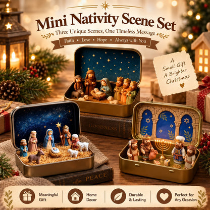 🔥Last Day 50% OFF - ✝️ Religious Pocket-Size Mini Nativity Scene Set with Storage Box